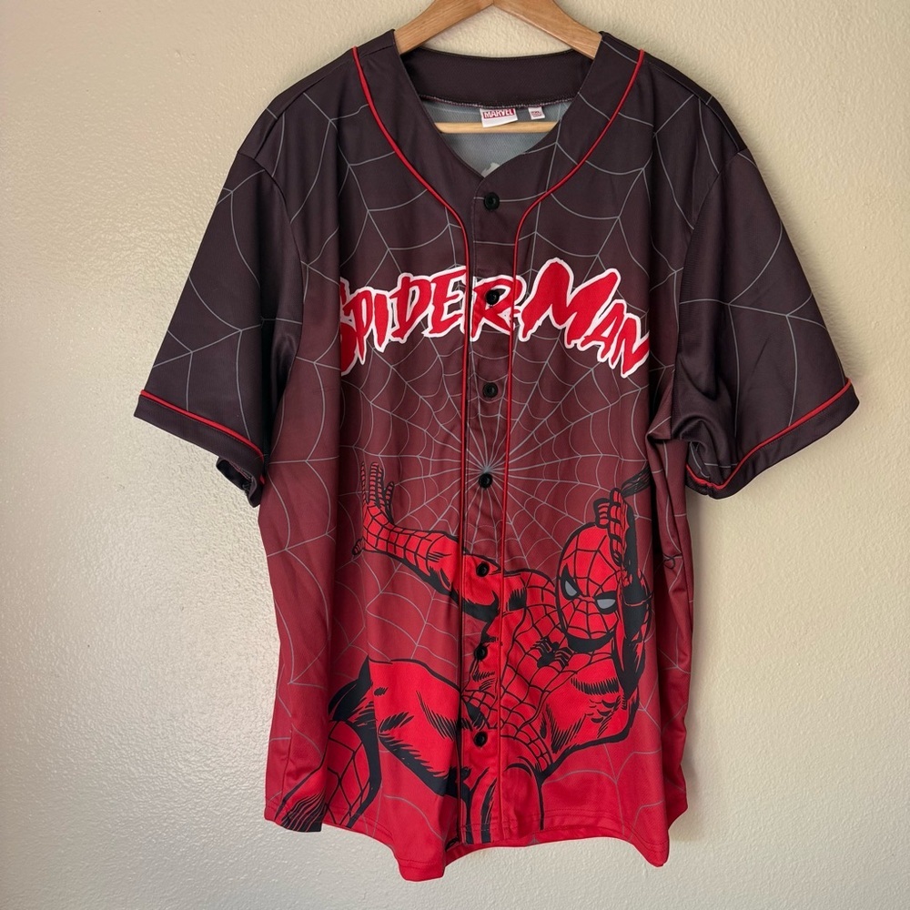 Marvel Spiderman Red and White Button Front Jersey